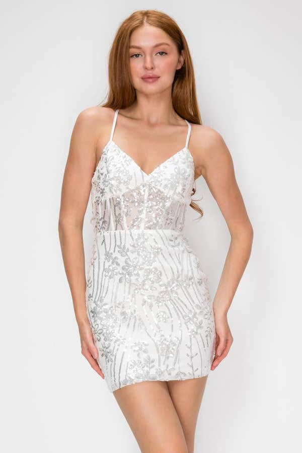 white sequin homecoming dress Lola's Crystal – LOLAS Radiant Color:Sky Blue Heather Fit Model is 59 Brighton Bell Sleeve Dress