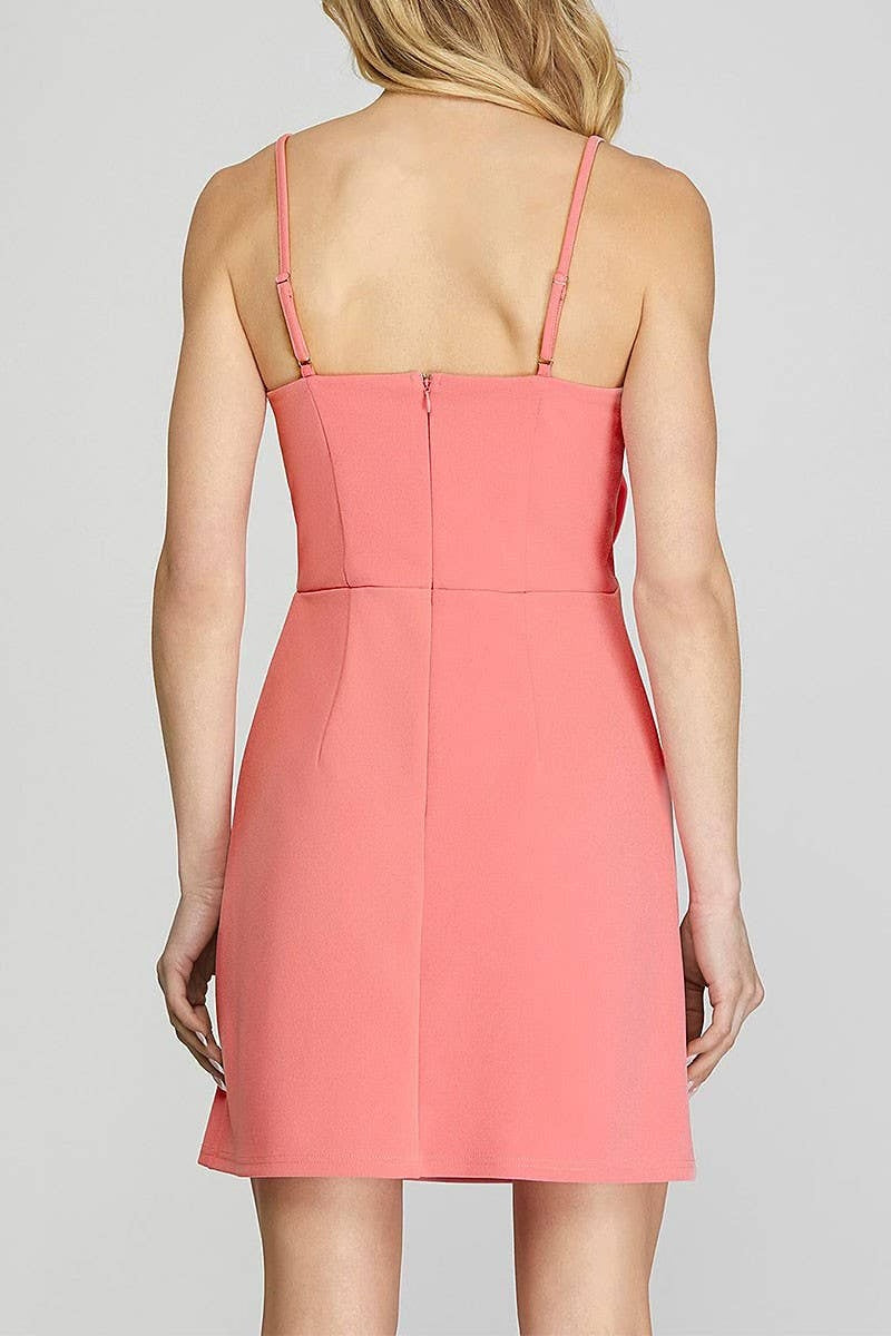 Lola’s Sweet Charm Bow Homecoming Dress – Coral Pink