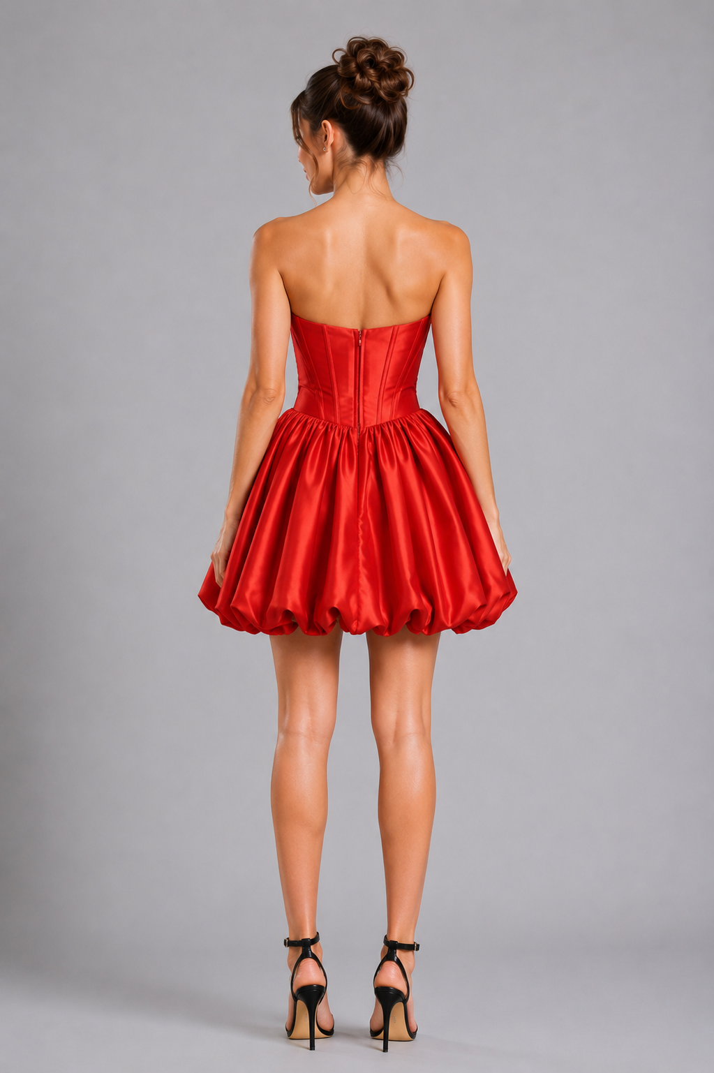 Burnt Orange Satin Bubble Mini Dress