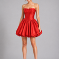 Burnt Orange Satin Bubble Mini Dress