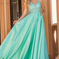 Appliqué Bodice A-Line Evening Gown. Prom dress. Teal
