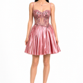 Blush Enchantment Embellished Corset Mini Dress