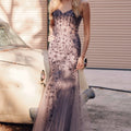 Smoky Mauve Embellished Corset Mermaid Prom Dress