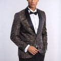 Black Slim Fit Tuxedo Jacket | Gold Dot Pattern