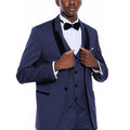 Navy Blue Slim Fit Tuxedo | Patterned Suit