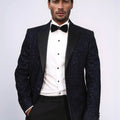 Navy Slim Fit Prom Blazer | Black Diamond Pattern