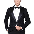 Navy Slim Fit Prom Blazer | Black Textured Overlay