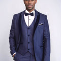 Navy Slim Fit 3-Piece Tuxedo | Patterned Fabric