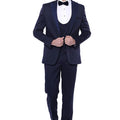 Navy Three-Piece Suit | Detachable Lapel + U-Cut Vest