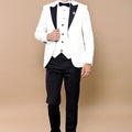 White 3-Piece Tuxedo | Contrast Detailing