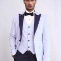 Soft Blue Slim Fit Tuxedo Jacket | Navy Contrast Lapel