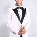 White Slim Fit Tuxedo Jacket | Black Velvet Lapel